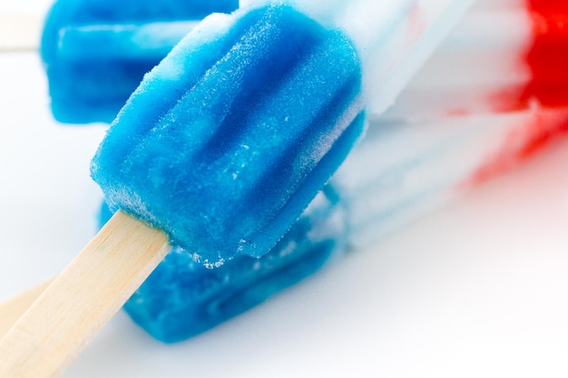 Popsicles with red, white, and blue colors.