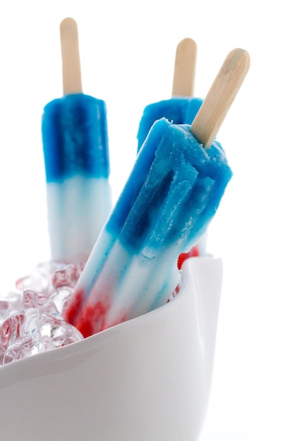 Popsicles with red, white, and blue colors.