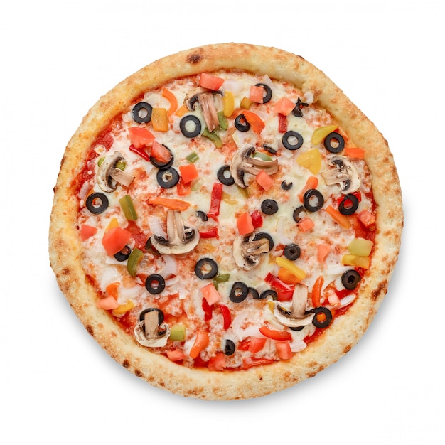 Popular pizza topping in American-style pizzerias on white