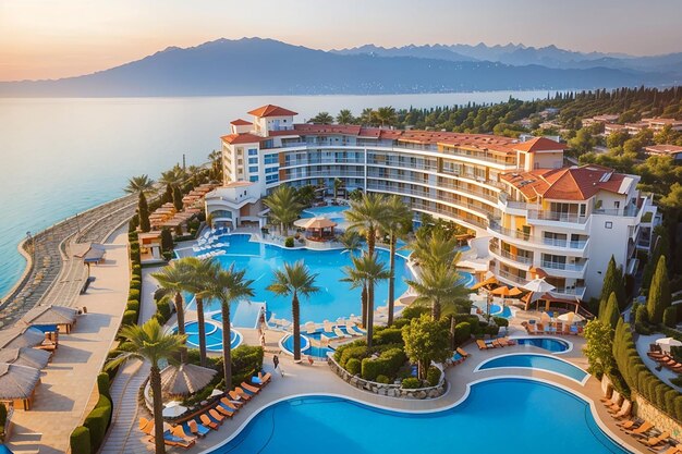 Популярный курорт Амара дольче вита, роскошный отель с бассейнами, аквапарками и местами отдыха.