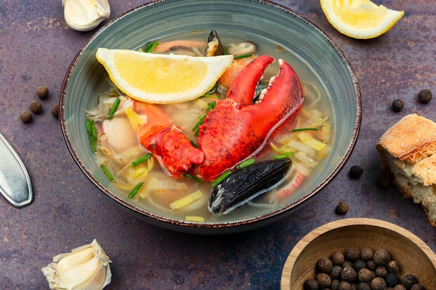 Popular seafood soup Tom yum