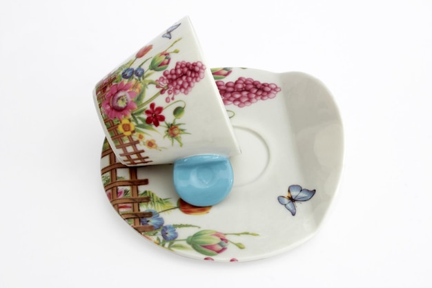 Porcelain mug with a floral pattern