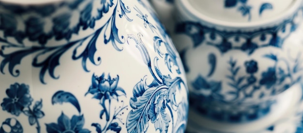 Porcelain vintage style blue and white isolated object