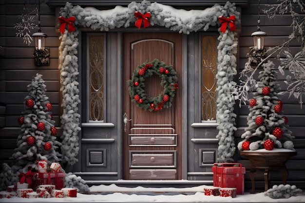 크리스마스 장식물 으로 된 verand과 문