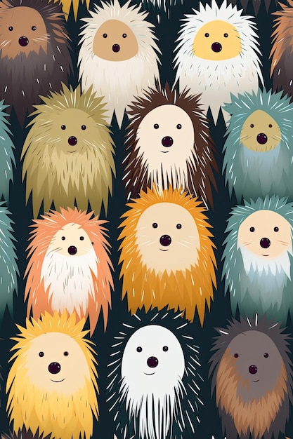 Photo porcupine faces seamless tiles