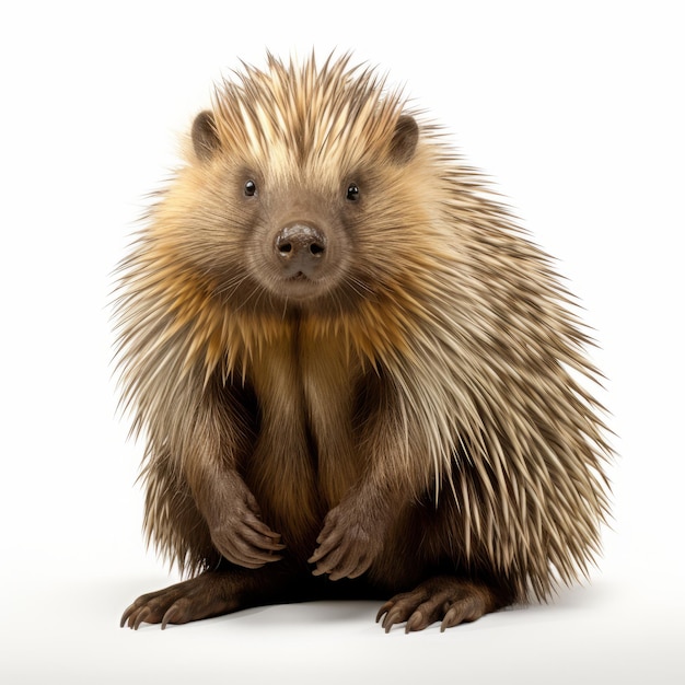 Photo porcupine photo highresolution photorealistic and detailed image on white background