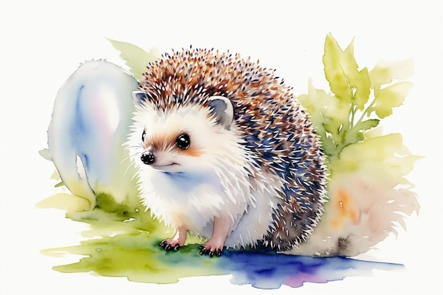 Porcupine photo prepared in watercolor style