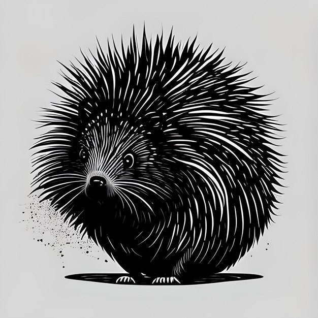 Porcupine Splash Shirt Design with Sunburst Graphic Manga Style on White Background