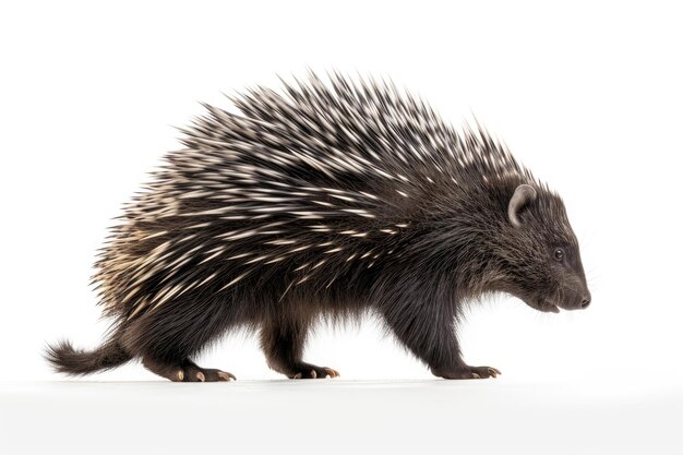 Porcupine on a white background