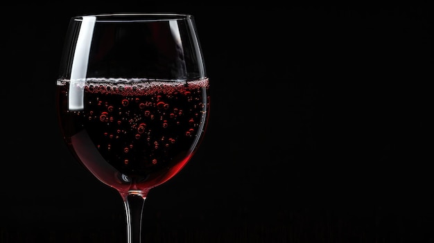 Poring red wine in a glass with a black background