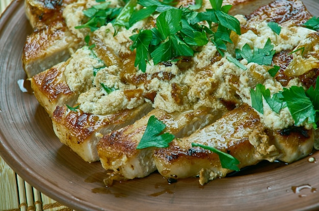 Photo pork chop agrodolce,  italian sweet and sour sauce made with honey and balsamic vinegar, beautifully complements these tender pork chops.