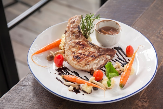 Pork Chop Steak with Mushroom Sauce