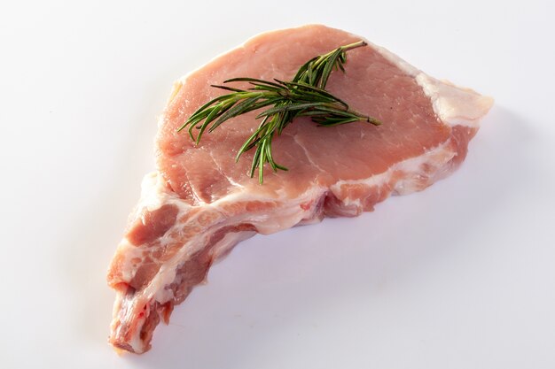 Pork chops on a white background