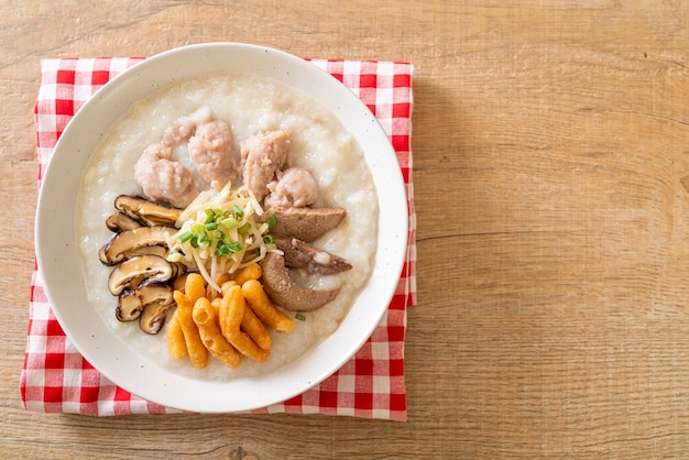 Pork Congee or Porridge with Pork bowl
