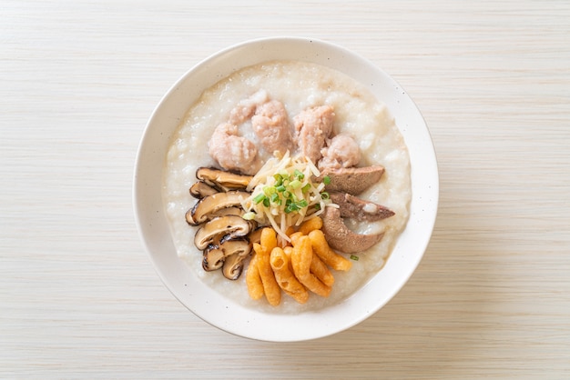 Pork Congee or Porridge with Pork bowl