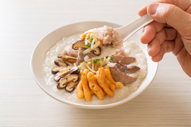 Pork Congee or Porridge with Pork bowl