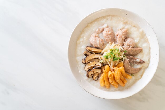 Pork Congee or Porridge with Pork bowl