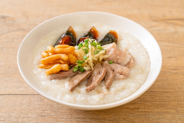 Pork Congee or Porridge with Pork bowl