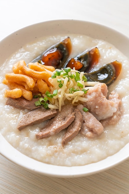 Pork Congee or Porridge with Pork bowl