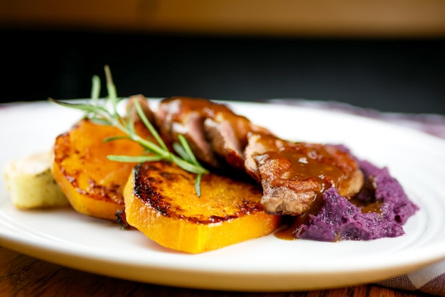 Pork dish on a restaurant table