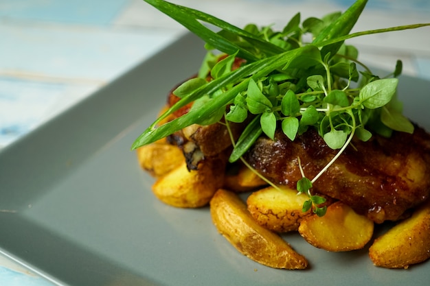 Pork dish on a restaurant table