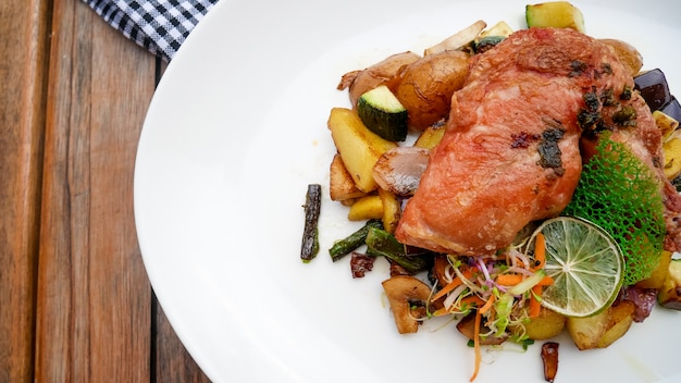 Pork dish on a restaurant table