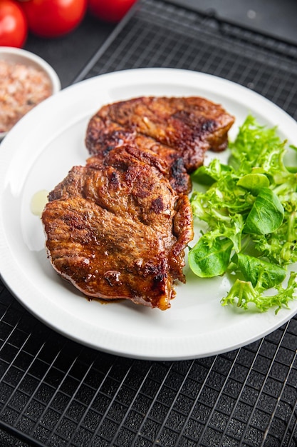 pork fried meat healthy meal food snack on the table copy space food background rustic top view