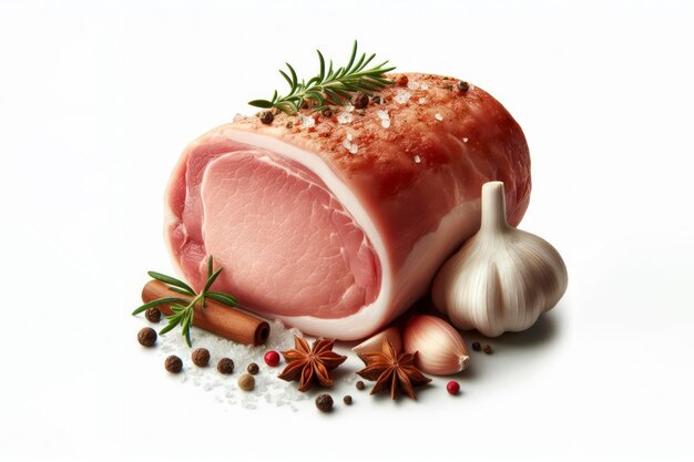 Мясо свинины изолировано на сплошном белом фоне ai генеративный