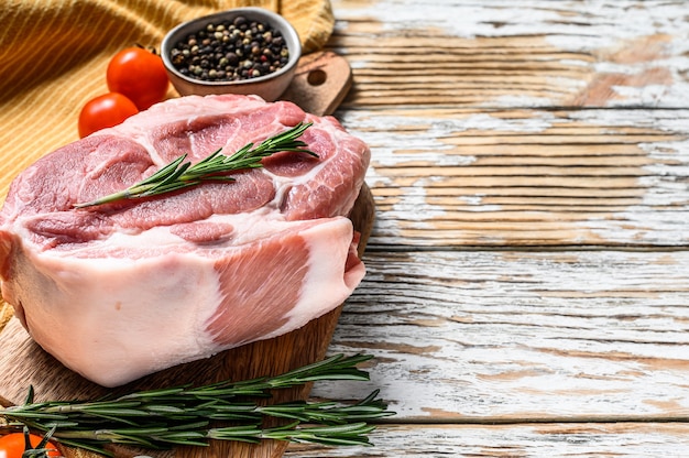 Pork piece on a wooden board