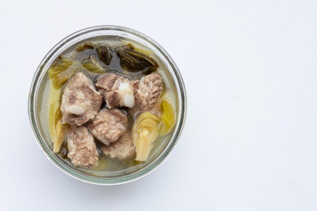 Pork rib soup with pickled cabbage or mustard greens