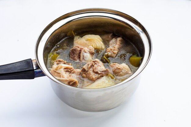 Pork rib soup with pickled cabbage or mustard greens