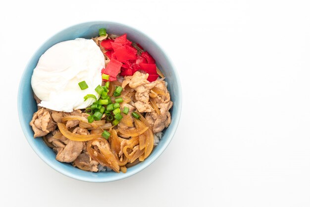 pork rice bowl with egg (Donburi) - japanese food style