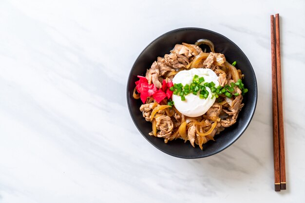 pork rice bowl with egg (Donburi) - japanese food