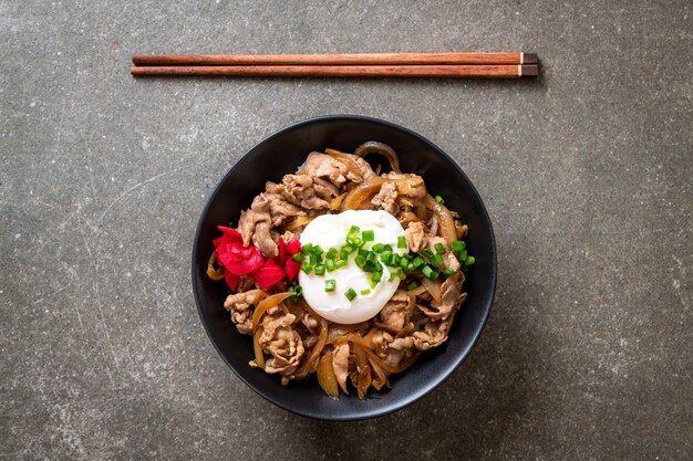 pork rice bowl with egg (Donburi) - japanese food