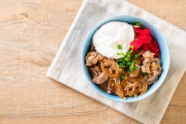 pork rice bowl with egg (Donburi) - japanese food 