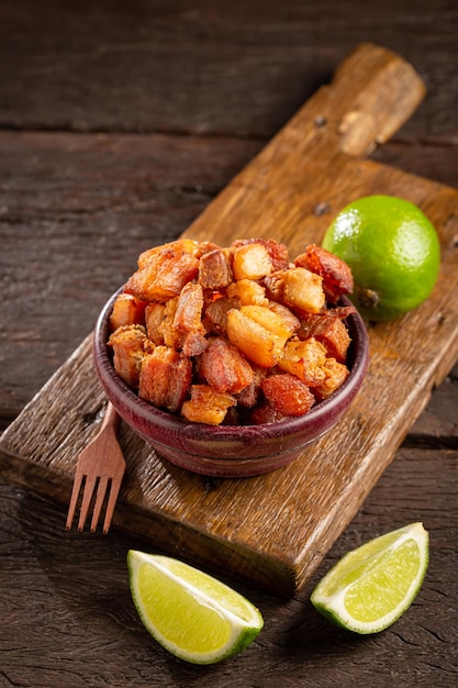 Pork rinds torresmo typical Brazilian food