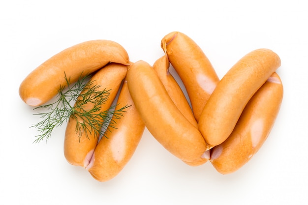 Pork sausage isolated on white background