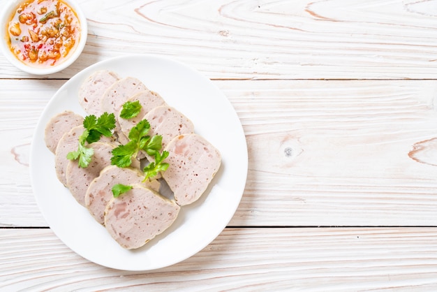 Photo pork sausage vietnamese or vietnamese steamed pork