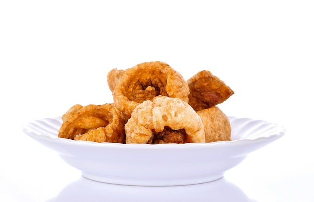 Pork scratching in a plate