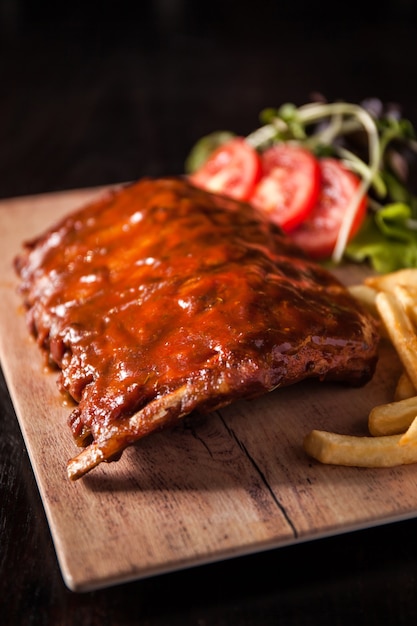 Pork spare ribs with french fries