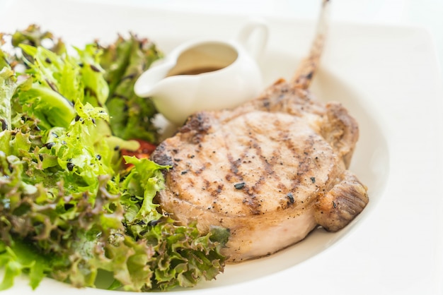 pork steak with salad