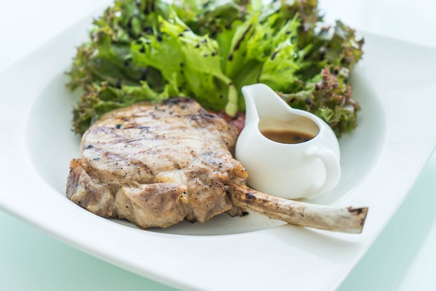 pork steak with salad