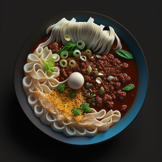 Photo pork zha jiang noodle food on dish ai generated