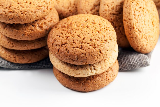 The porous structure of real round cookies, round cookies made
from wheat and oat flour, the porous structure of real round
cookies, not sweet dry and crunchy cookies, closeup