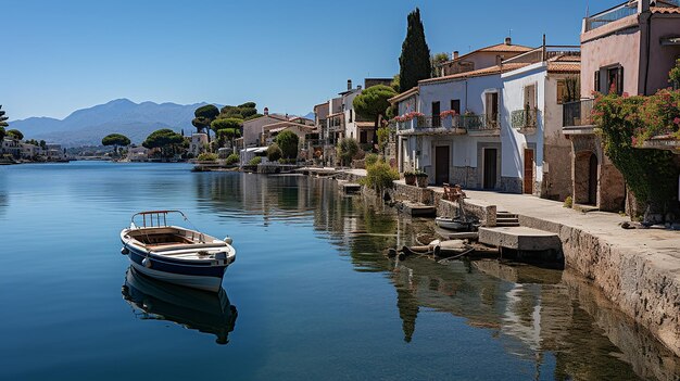 Photo port in aegina island scenic beauty and tranquility