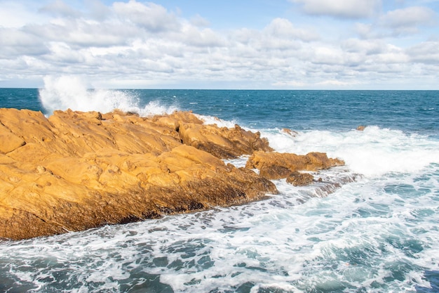 Port aux Princes, Tunisia, Cliffs and Rocks, Mediterranean Sea landscape with beautiful blue sky.