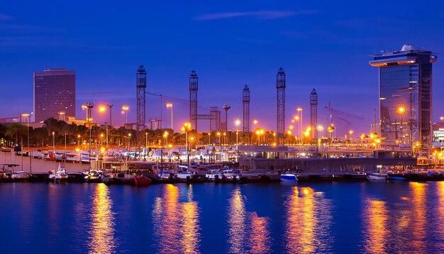 Photo port in barcelona during evening spain