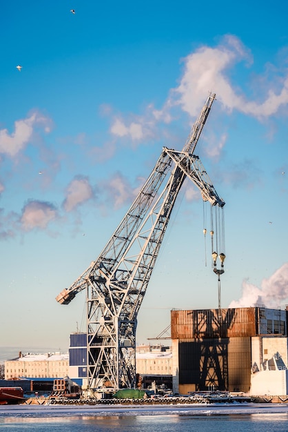 Port crane on a Sunny winter day