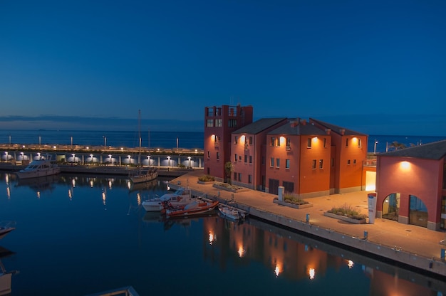 Port in the morning with boats