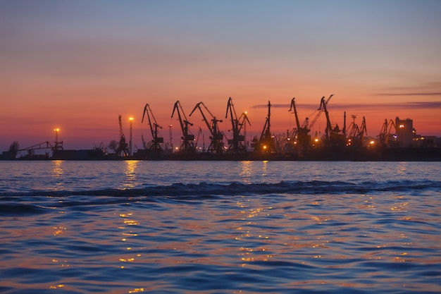 Port termina at sunset